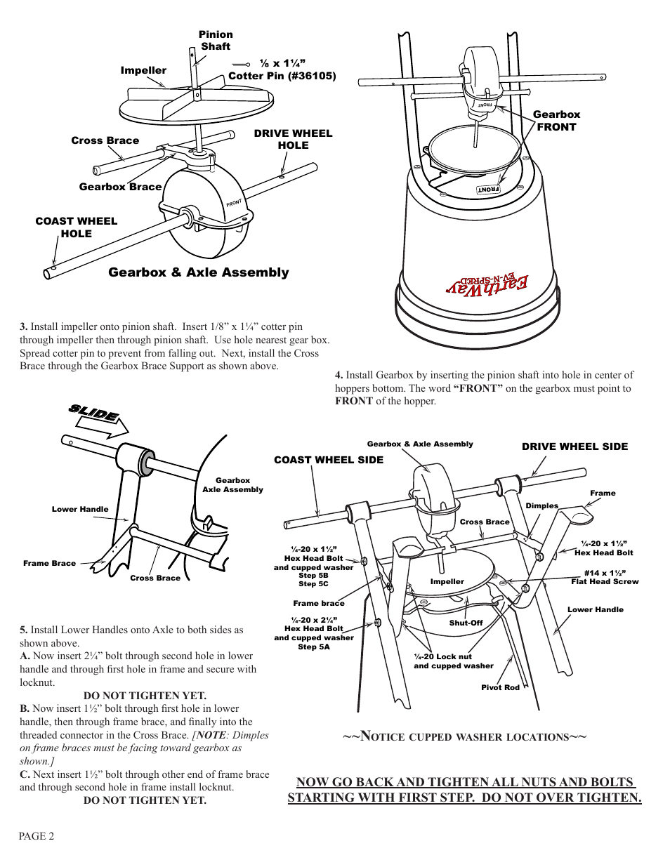 Gearbox & axle assembly | Earthway C22HDS Stainless Steel Professional 50lb/23kg Broadcast Spreader User Manual | Page 2 / 6