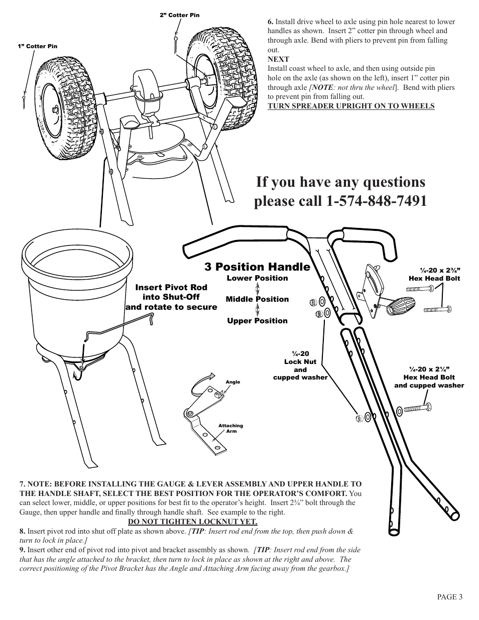 3 position handle | Earthway C22HDS Stainless Steel Professional 50lb/23kg Broadcast Spreader User Manual | Page 3 / 6