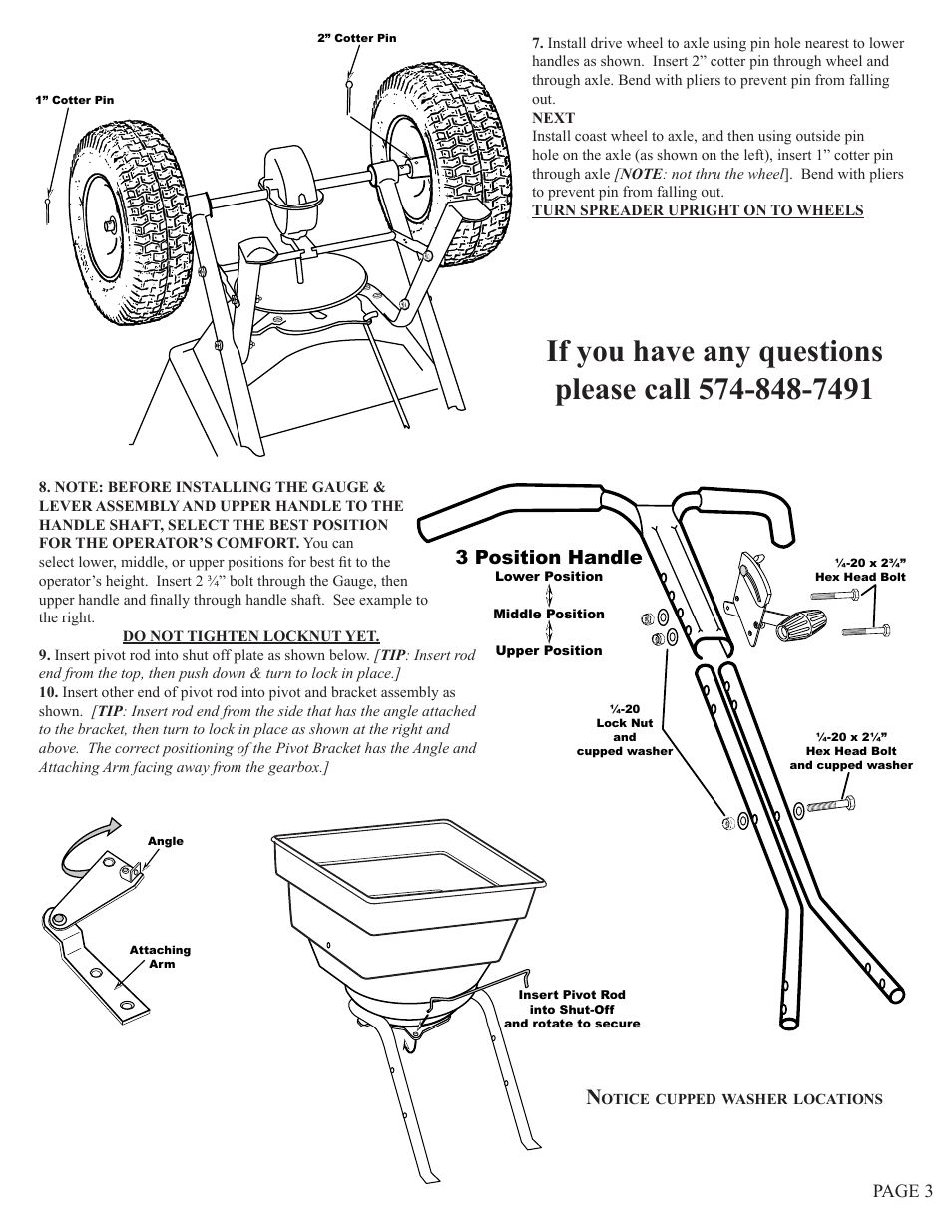 3 position handle | Earthway C24HDS Stainless Steel Professional 100lb/45kg Broadcast Spreader User Manual | Page 3 / 6