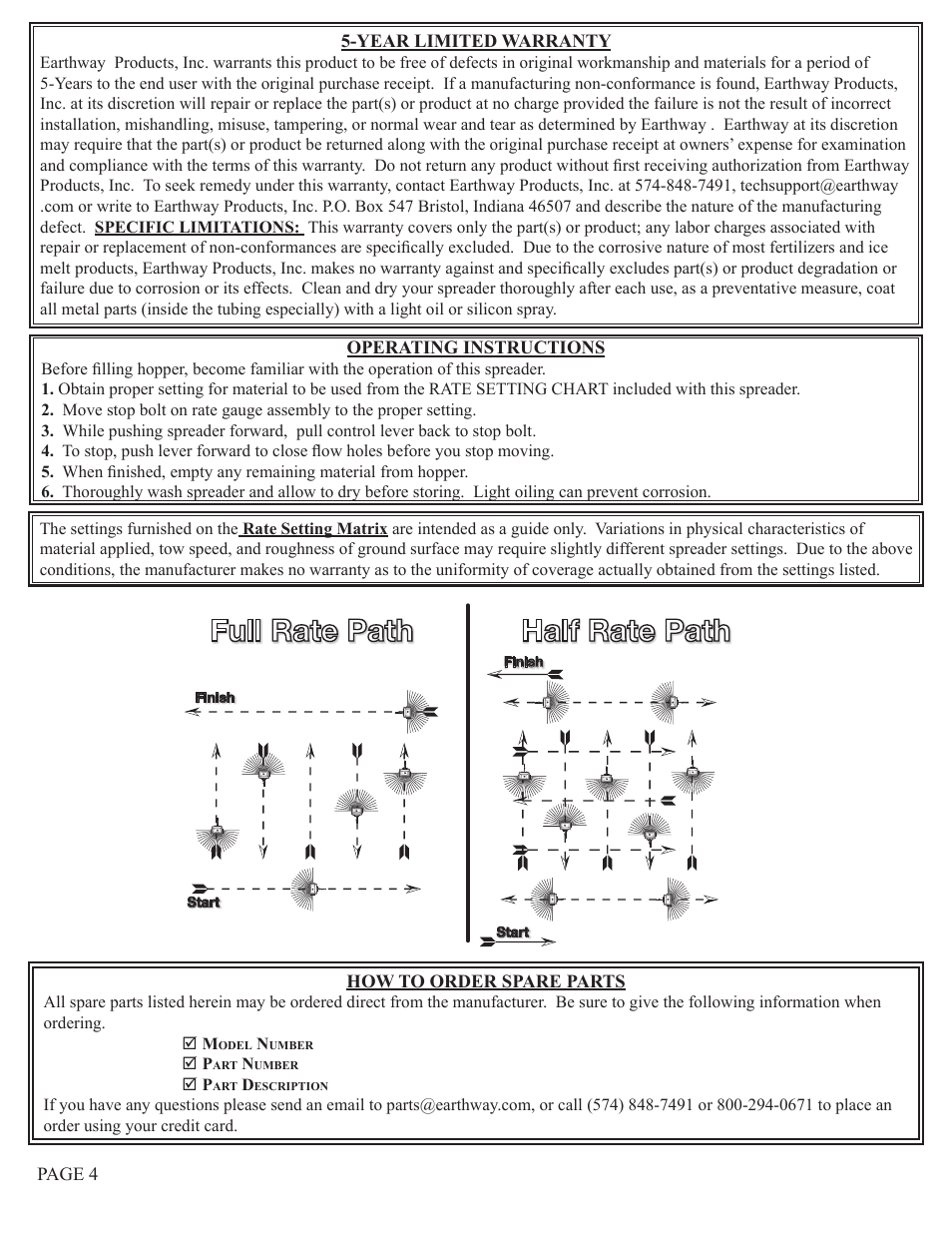 Full rate path half rate path | Earthway C25HDS Stainless Steel Professional Tow Broadcast Spreader User Manual | Page 4 / 5