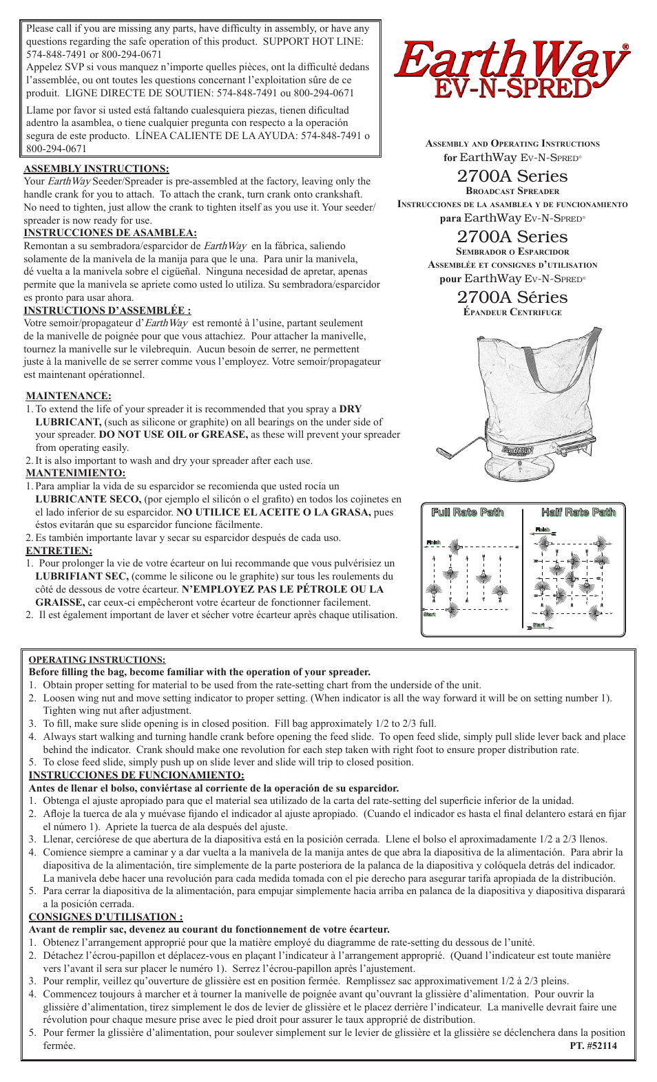 Earthway 2700A Nylon Bag Seeder/Spreader User Manual | 2 pages