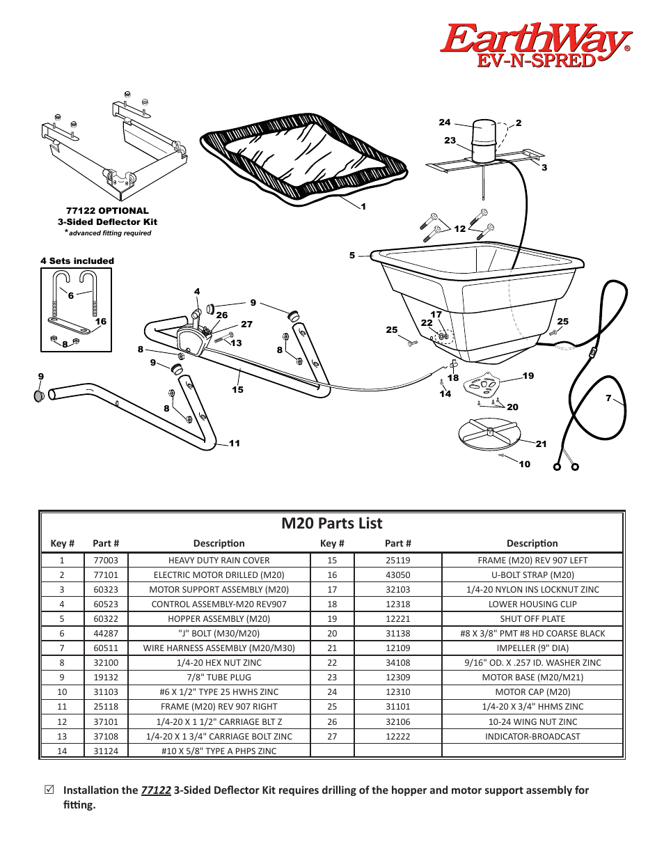 M20 parts list | Earthway M20 12-Volt ATV Mount Broadcast Spreader User Manual | Page 6 / 6