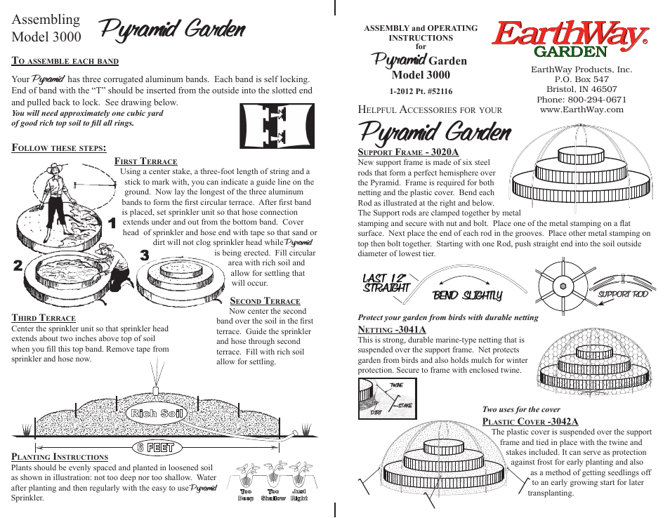 Earthway Pyramid Garden Model 3000 Six Foot Diameter v.1 User Manual | 1 page