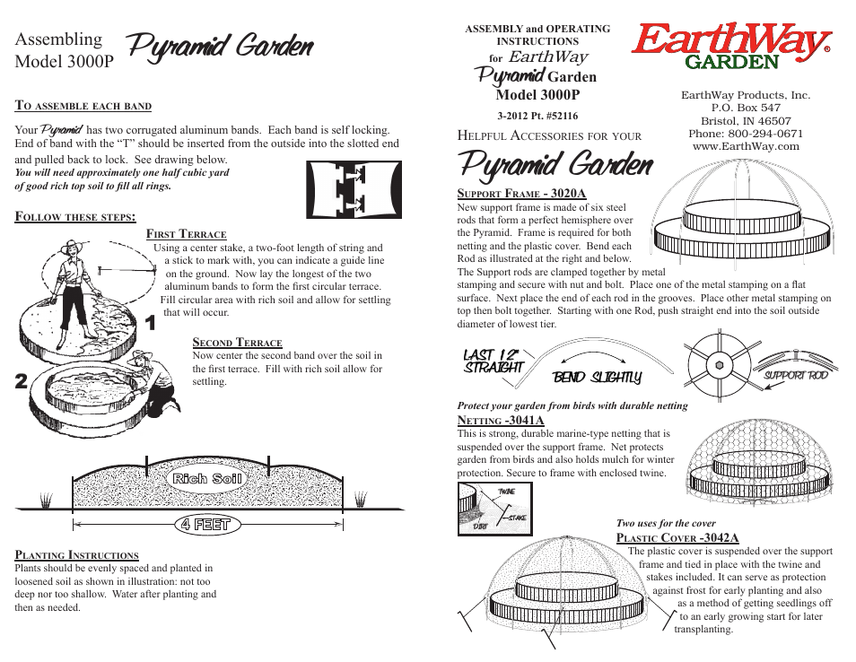 Earthway Pyramid Garden Model 3000P Four Foot Diameter v.1 User Manual | 1 page