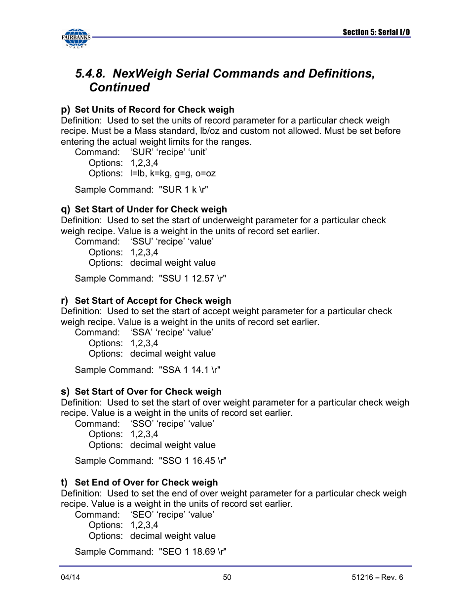 Fairbanks NexWeigh User Manual | Page 50 / 80