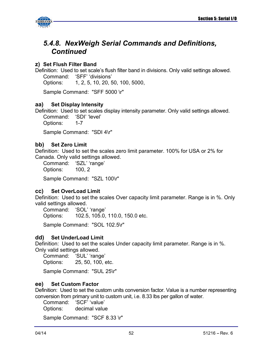 Fairbanks NexWeigh User Manual | Page 52 / 80