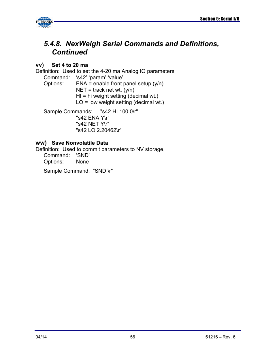 Fairbanks NexWeigh User Manual | Page 56 / 80