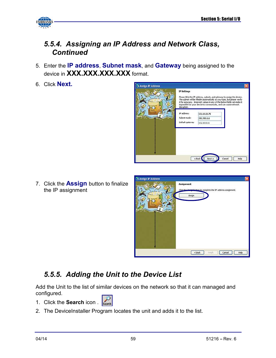 Xxx.xxx.xxx.xxx, Adding the unit to the device list | Fairbanks NexWeigh User Manual | Page 59 / 80