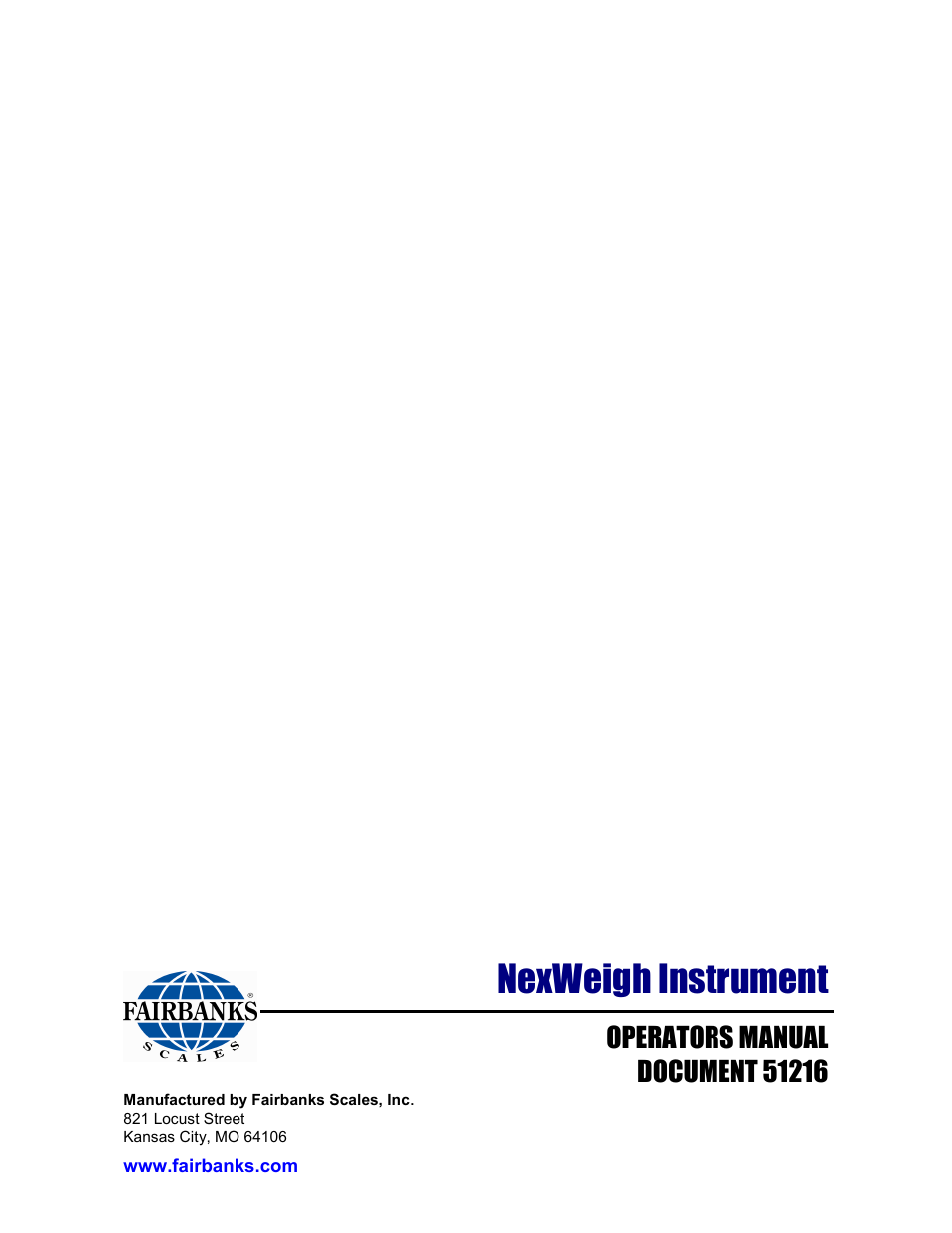 Nexweigh instrument | Fairbanks NexWeigh User Manual | Page 80 / 80