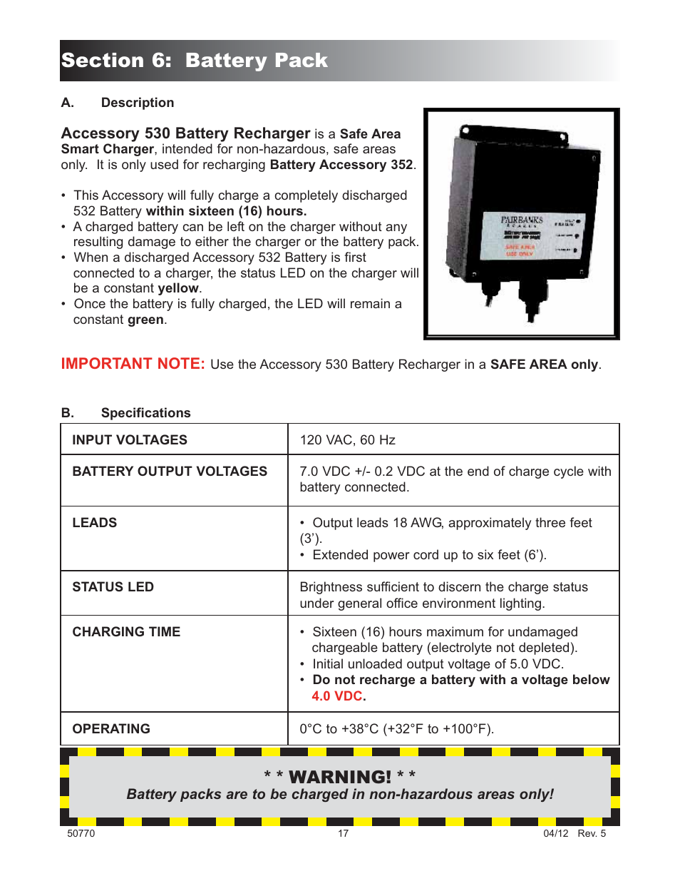 Warning | Fairbanks 5001 Series QuickSilver IS User Manual | Page 17 / 25