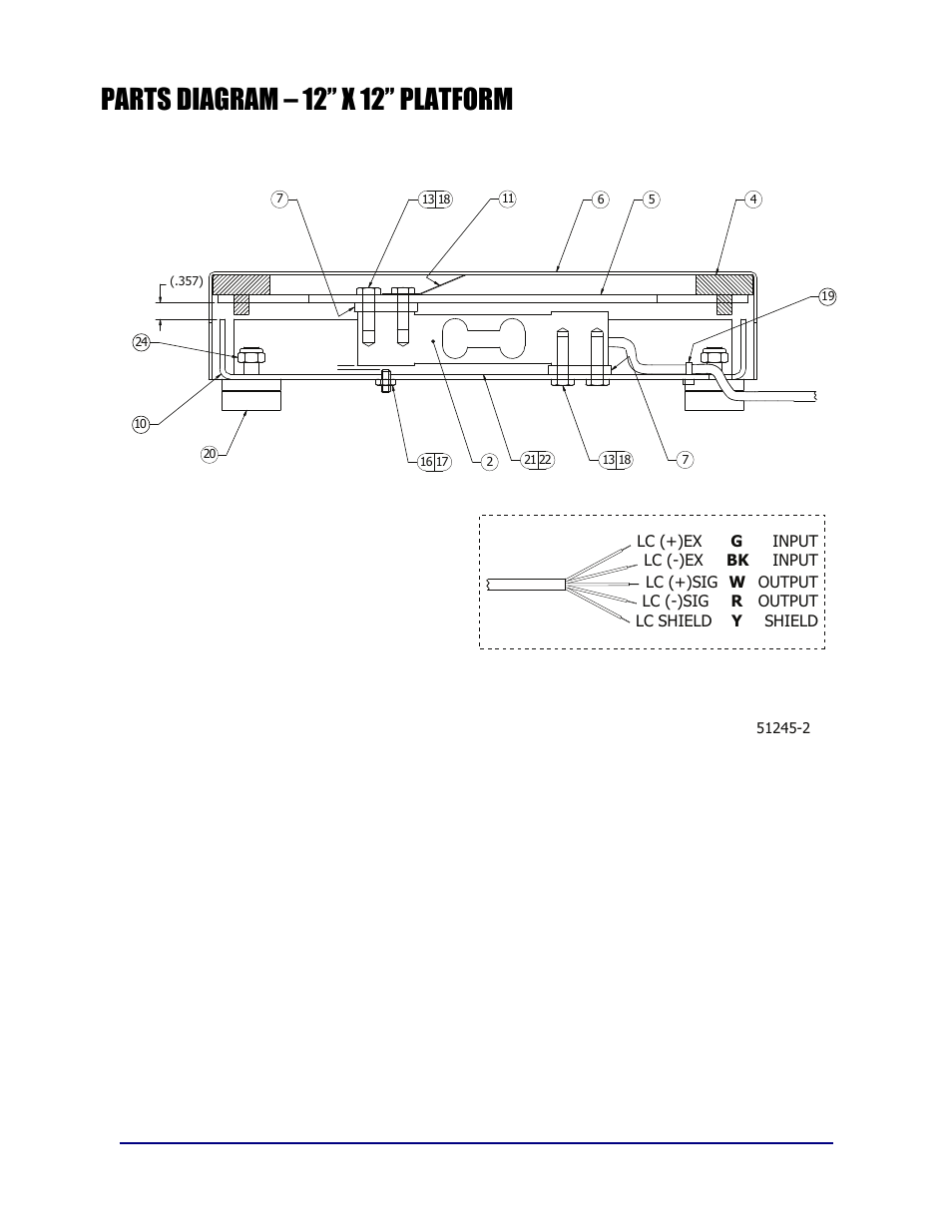Parts diagram – 12” x 12” platform | Fairbanks 5000 Series Bench Scale Platforms User Manual | Page 13 / 22
