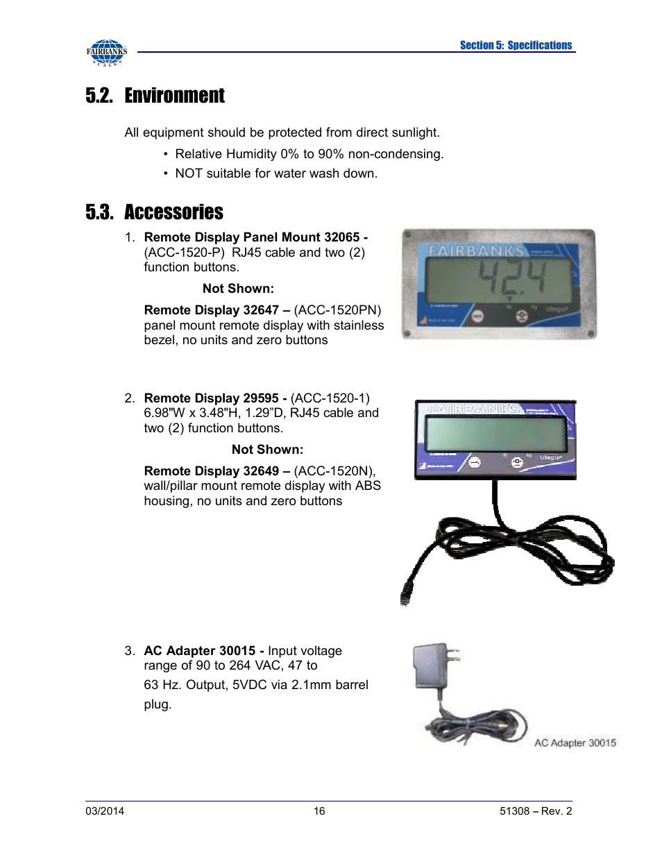 Environment, Accessories | Fairbanks SCB-R9000-B Series Ultegra Baggage User Manual | Page 16 / 19