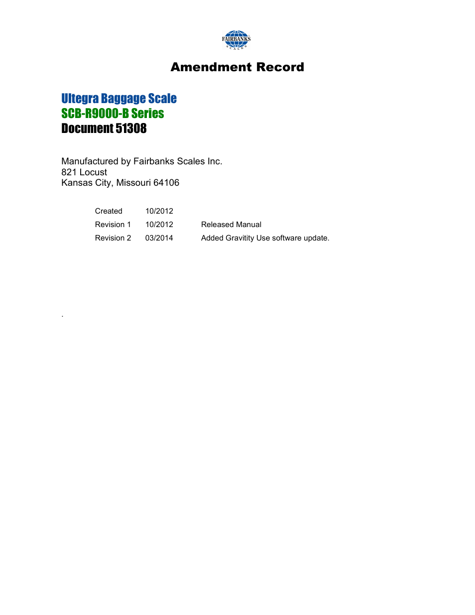 Fairbanks SCB-R9000-B Series Ultegra Baggage User Manual | Page 3 / 19