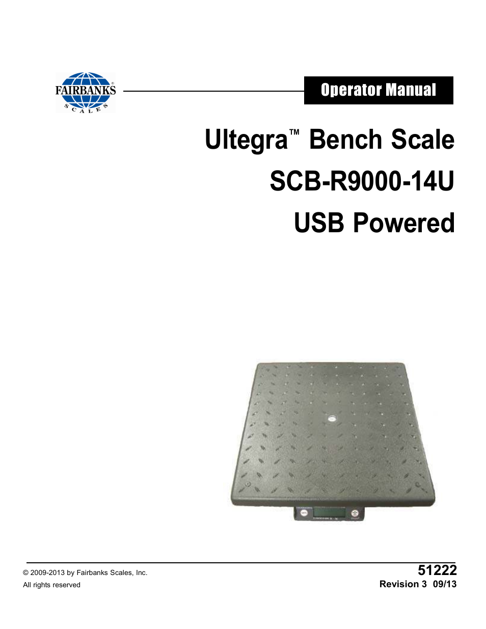 Fairbanks SCB-R9000-14U Ultegra Bench Scale User Manual | 16 pages