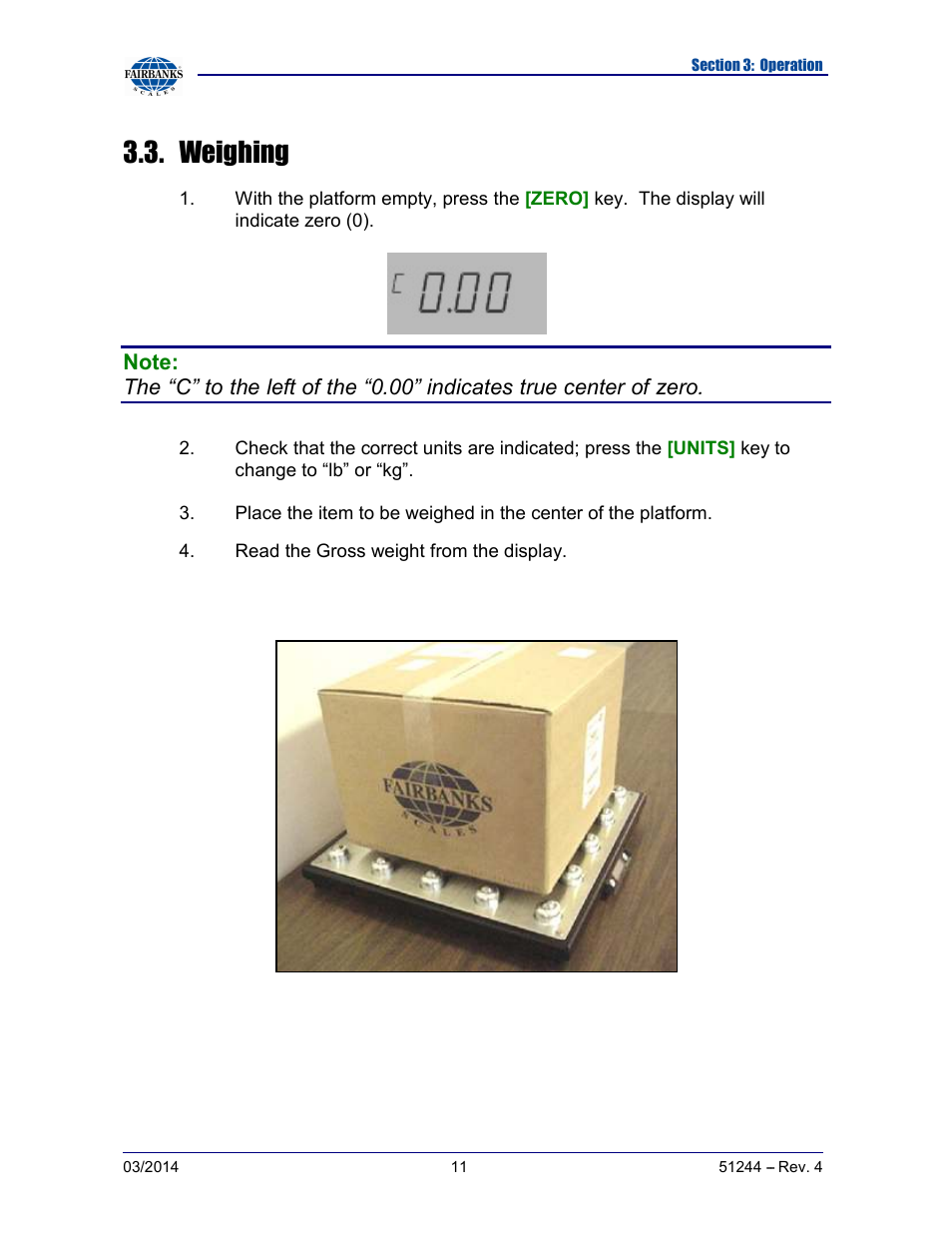 Weighing | Fairbanks SCB-R9050 Series Ultegra MAX User Manual | Page 11 / 17