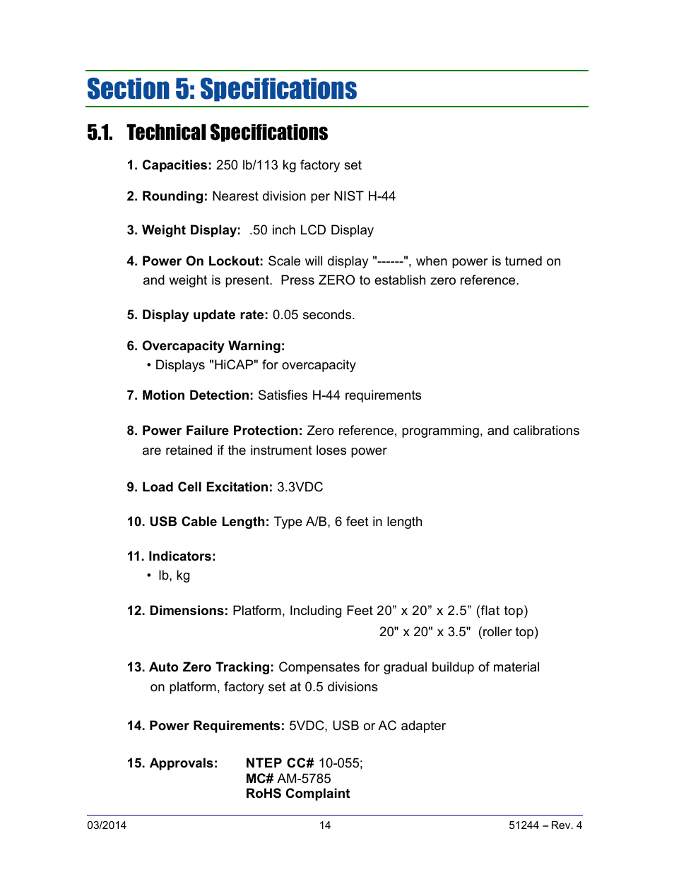 Technical specifications | Fairbanks SCB-R9050 Series Ultegra MAX User Manual | Page 14 / 17