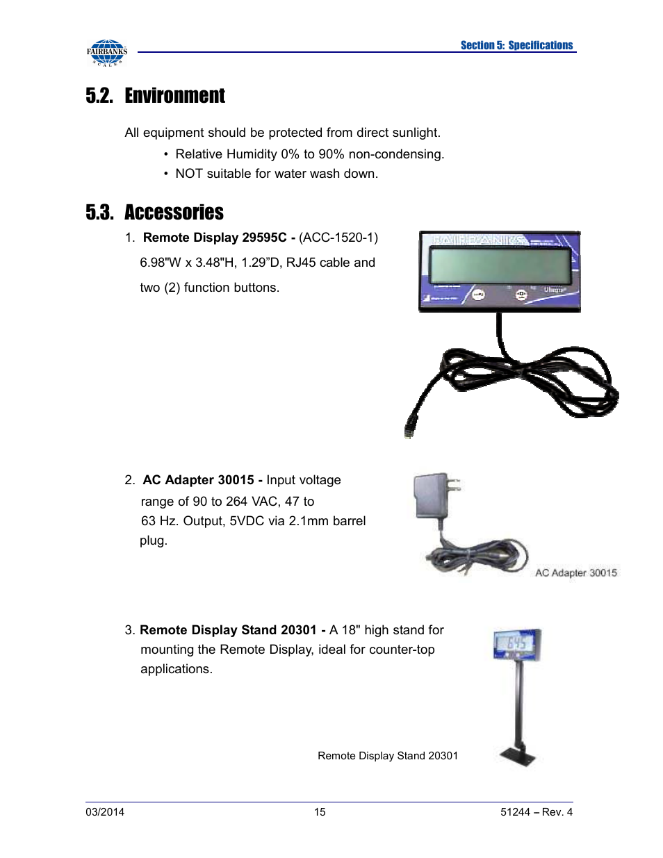 Environment, Accessories | Fairbanks SCB-R9050 Series Ultegra MAX User Manual | Page 15 / 17