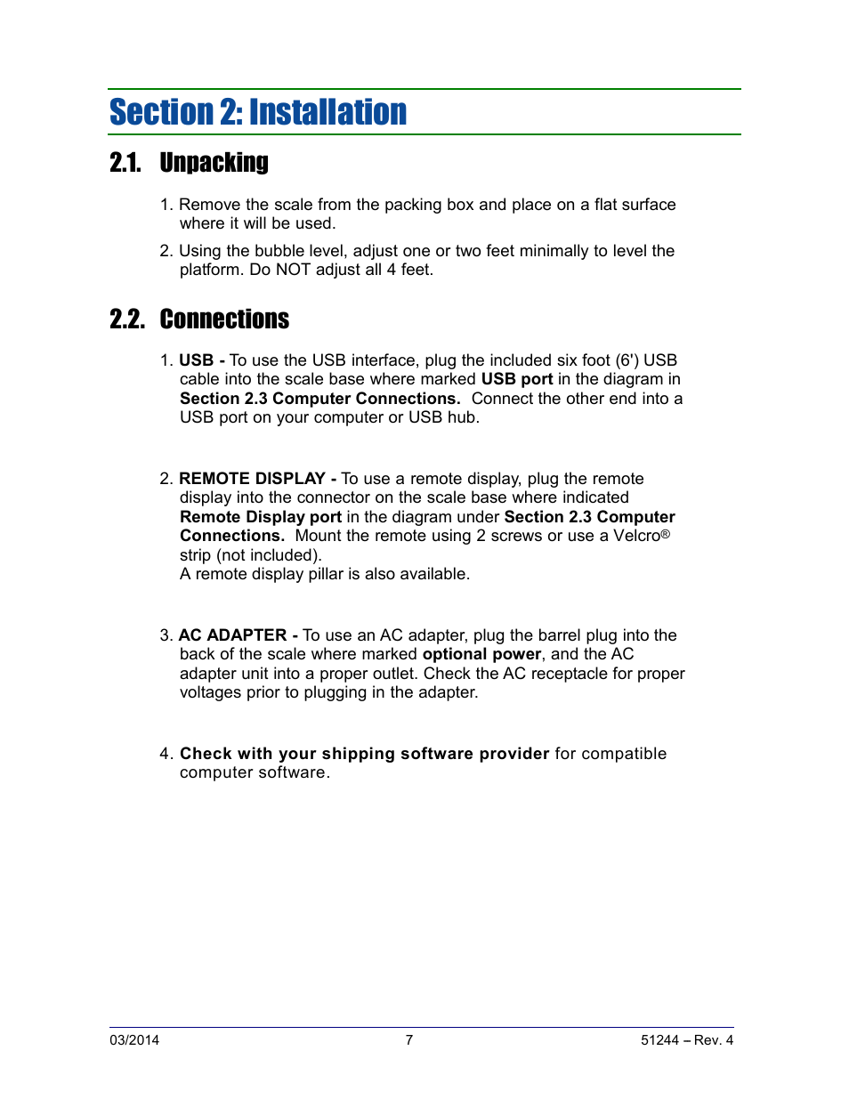 Unpacking, Connections | Fairbanks SCB-R9050 Series Ultegra MAX User Manual | Page 7 / 17