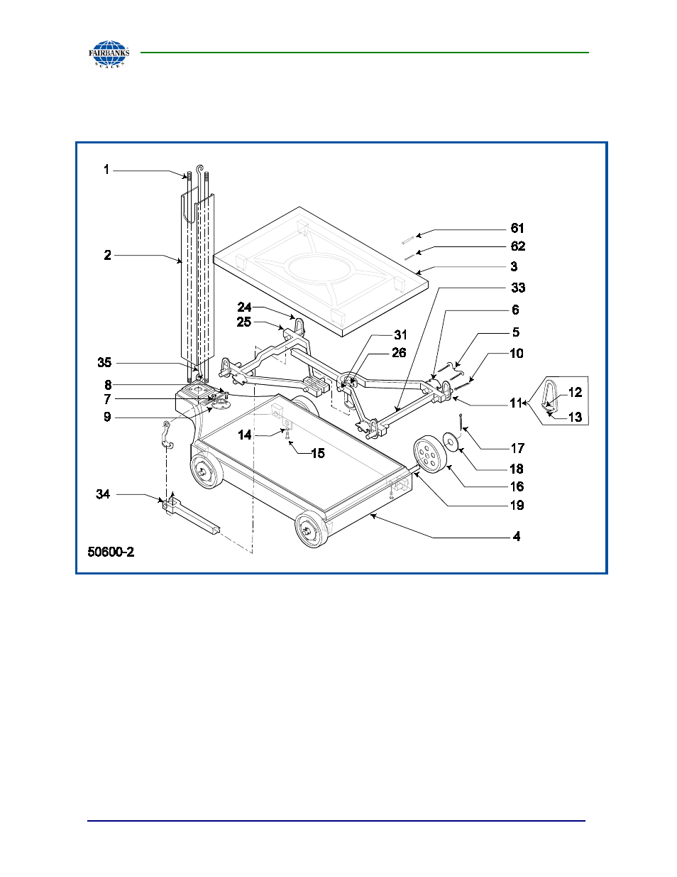 Platform & pillar assembly diagram | Fairbanks 1129 SERIES Dual Platform Counting Scale User Manual | Page 43 / 50