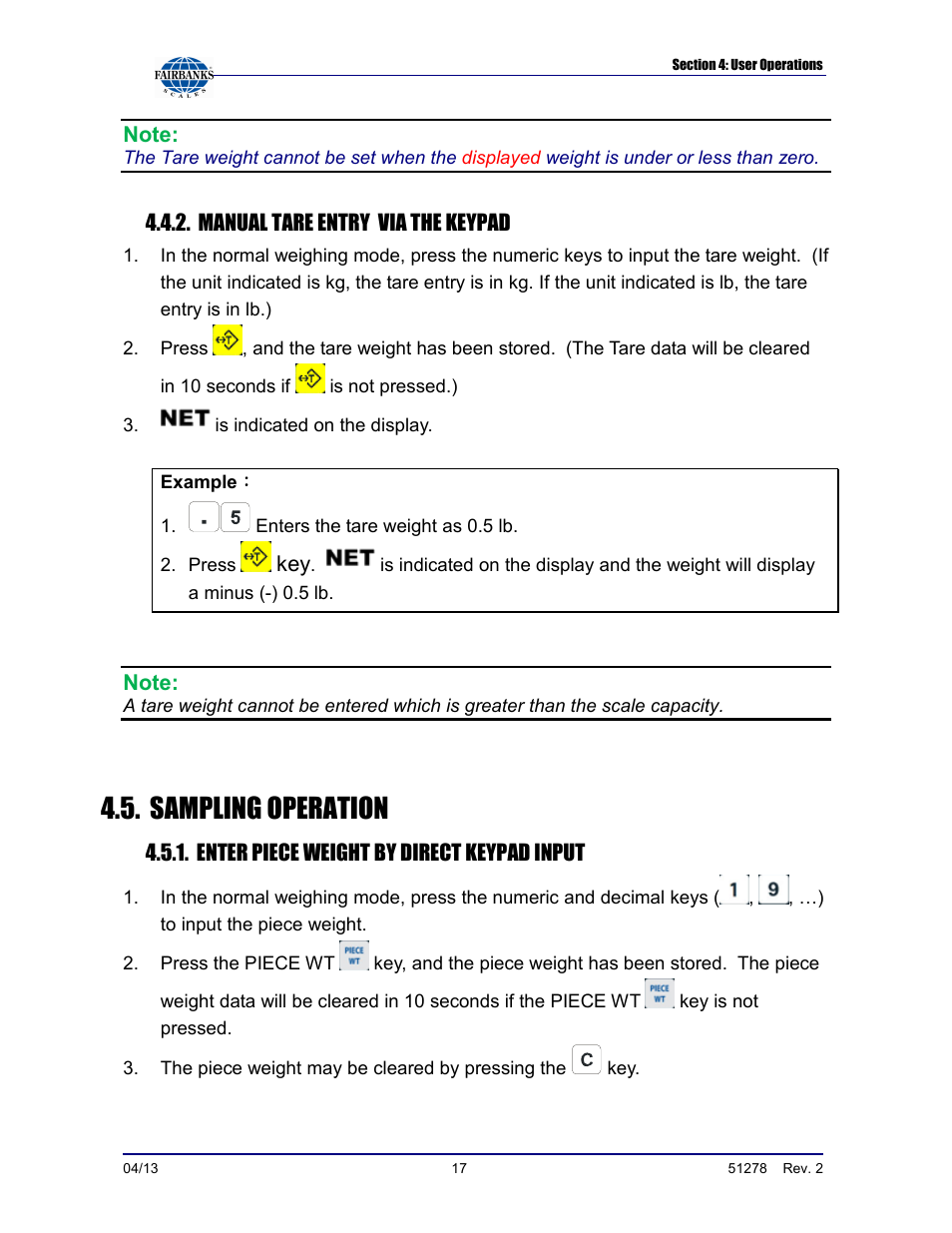 Sampling operation | Fairbanks OMEGA SERIES COUNTING SCALE User Manual | Page 17 / 62