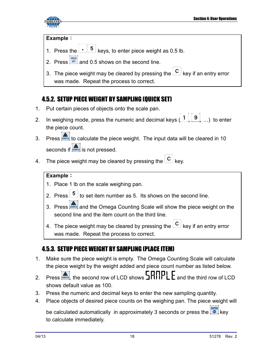 Fairbanks OMEGA SERIES COUNTING SCALE User Manual | Page 18 / 62