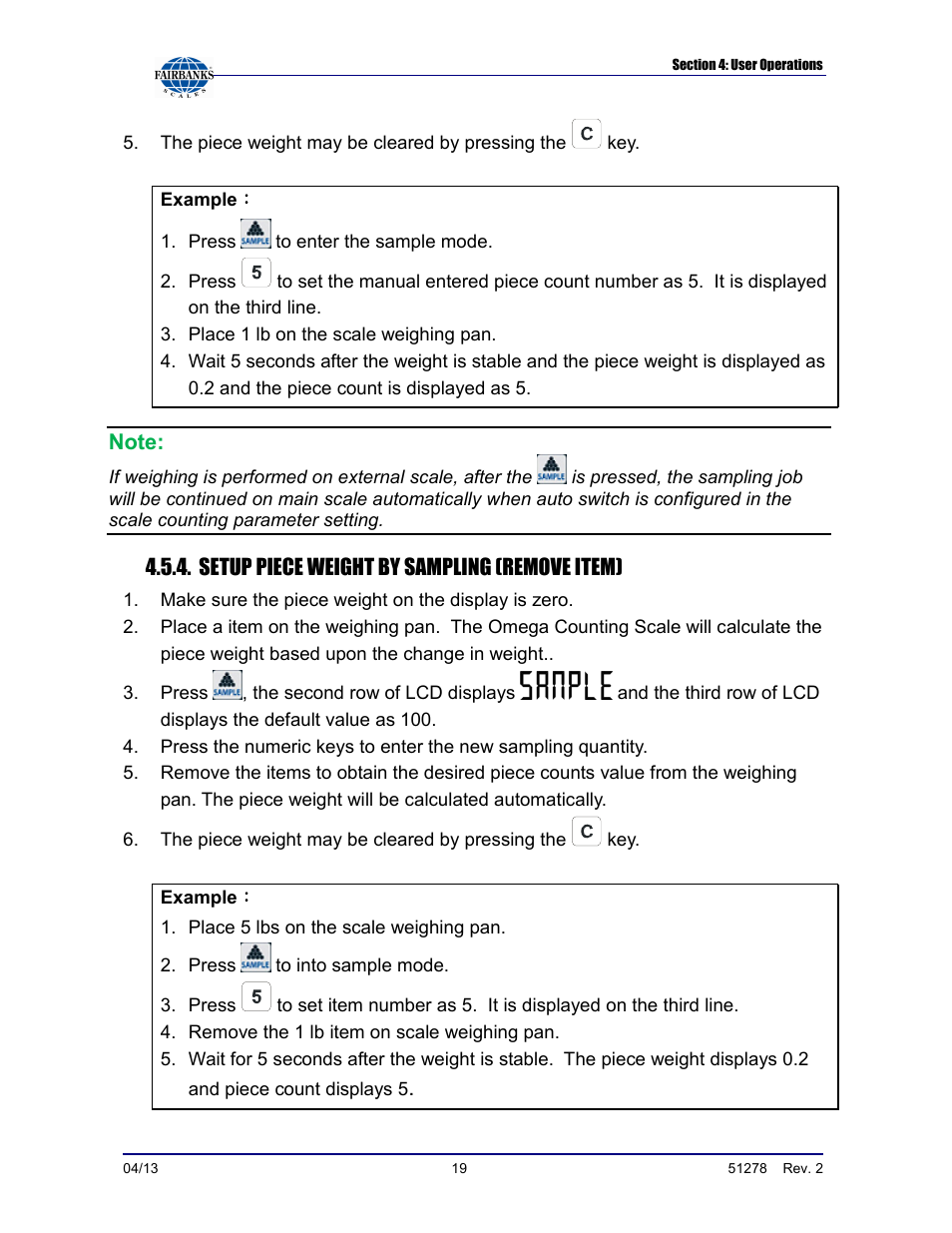 Fairbanks OMEGA SERIES COUNTING SCALE User Manual | Page 19 / 62