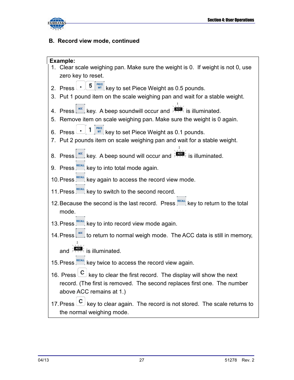 Fairbanks OMEGA SERIES COUNTING SCALE User Manual | Page 27 / 62