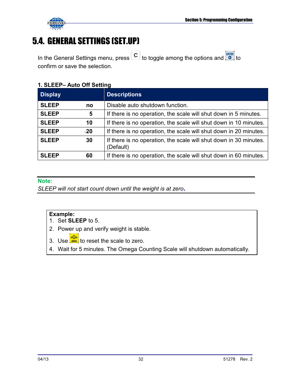 General settings (set.up) | Fairbanks OMEGA SERIES COUNTING SCALE User Manual | Page 32 / 62