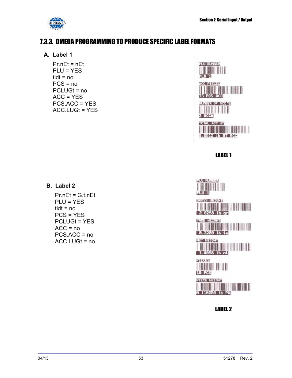 Fairbanks OMEGA SERIES COUNTING SCALE User Manual | Page 53 / 62