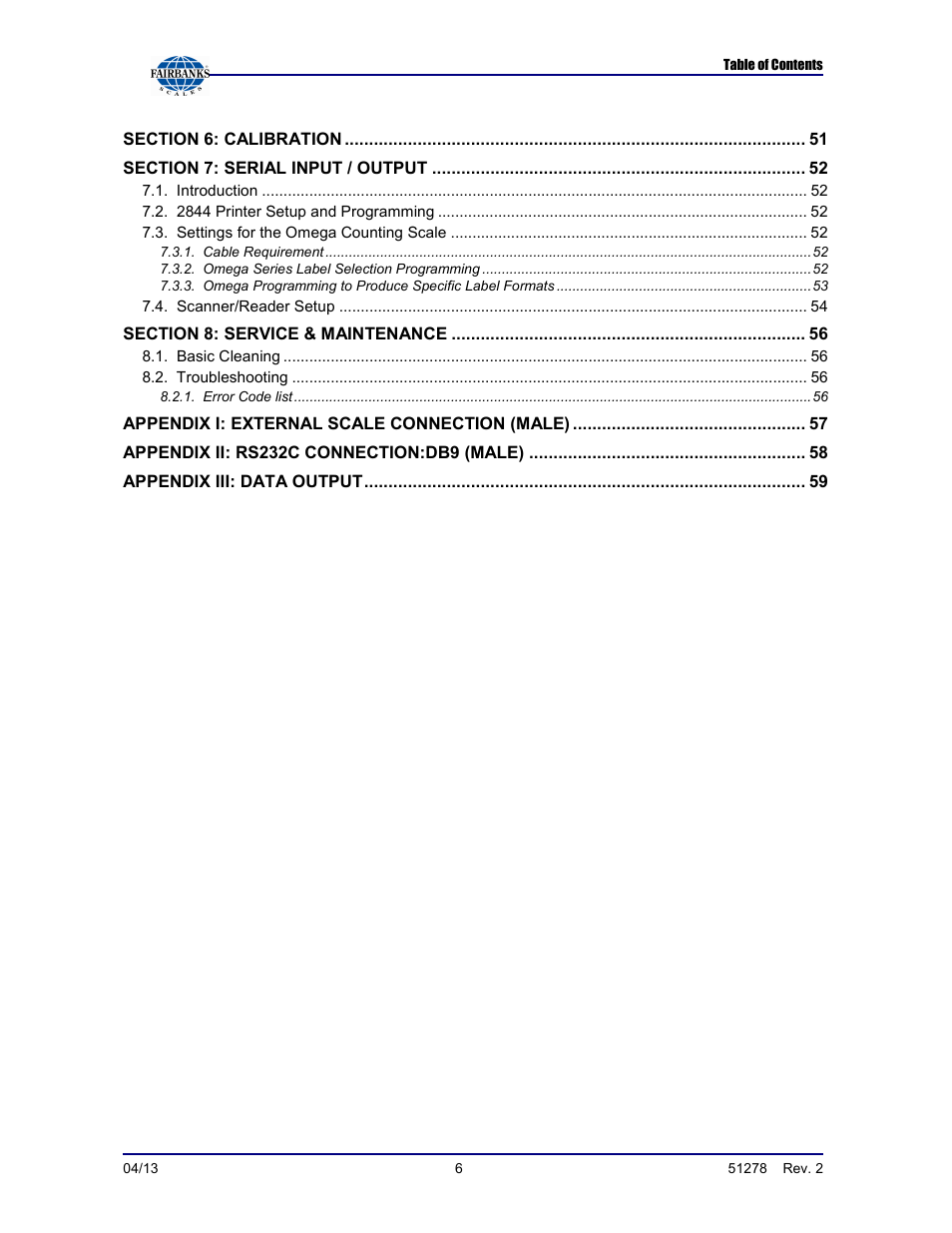 Fairbanks OMEGA SERIES COUNTING SCALE User Manual | Page 6 / 62