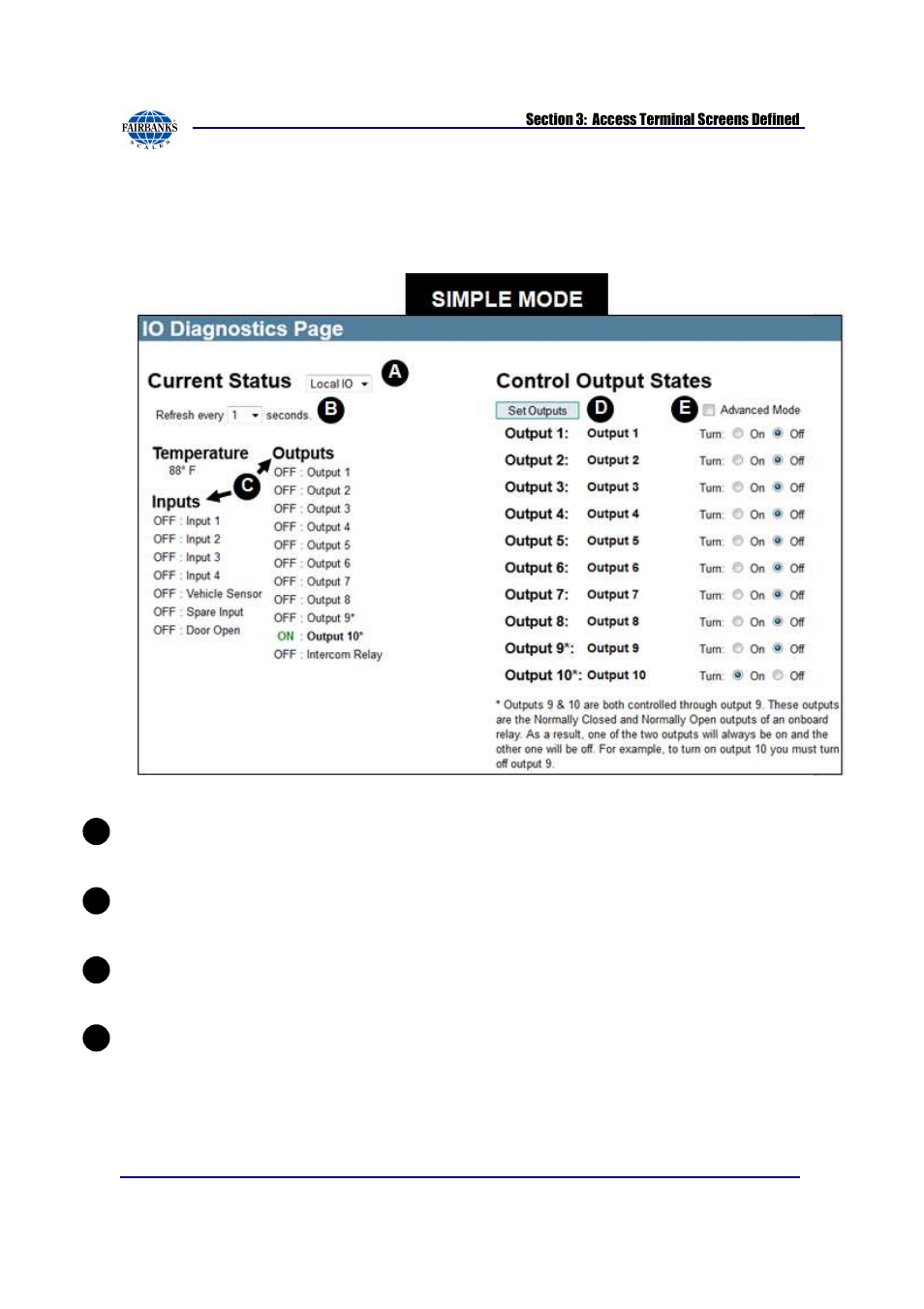 I/o diagnostics | Fairbanks AN Series Fairbanks Access Solutions User Manual | Page 107 / 120