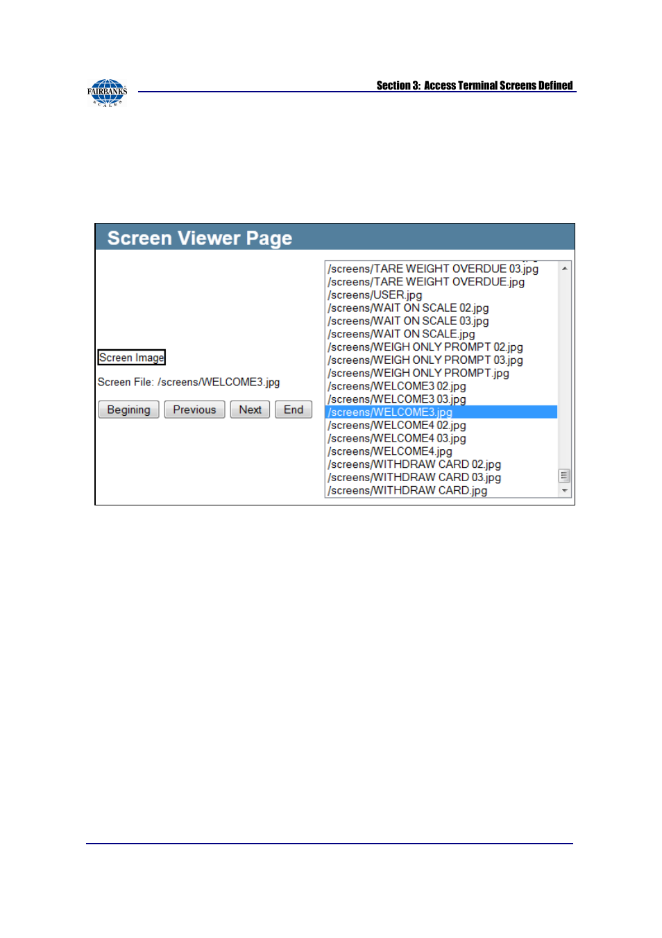 Screen file viewer | Fairbanks AN Series Fairbanks Access Solutions User Manual | Page 113 / 120