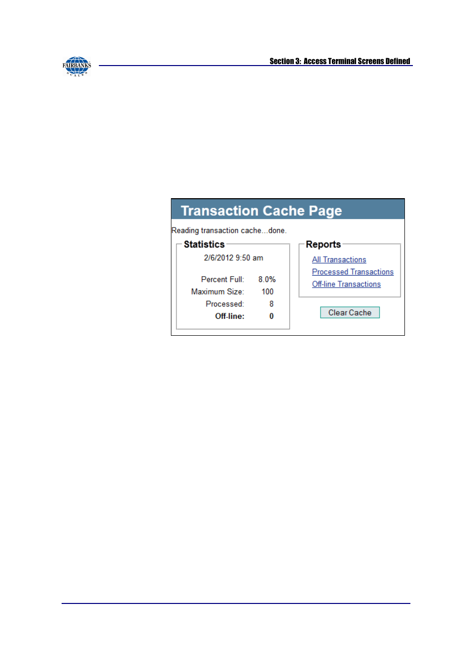 System management, Transaction cache | Fairbanks AN Series Fairbanks Access Solutions User Manual | Page 115 / 120