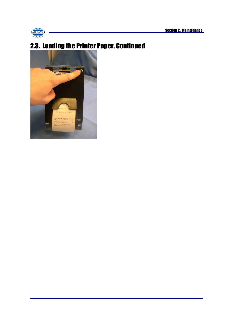 Loading the printer paper, continued | Fairbanks AN Series Fairbanks Access Solutions User Manual | Page 16 / 120