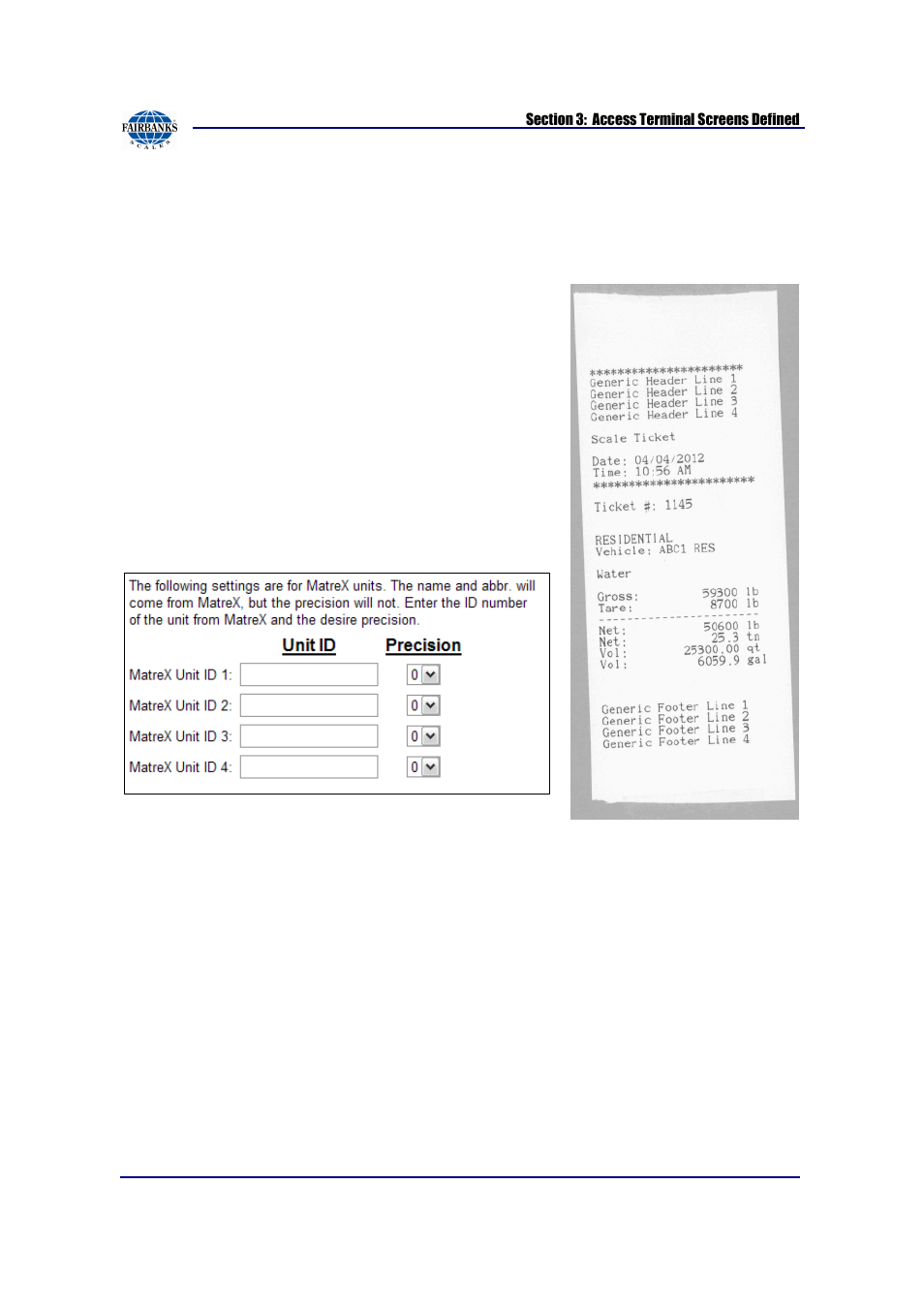 Scale ticket setup, continued | Fairbanks AN Series Fairbanks Access Solutions User Manual | Page 44 / 120