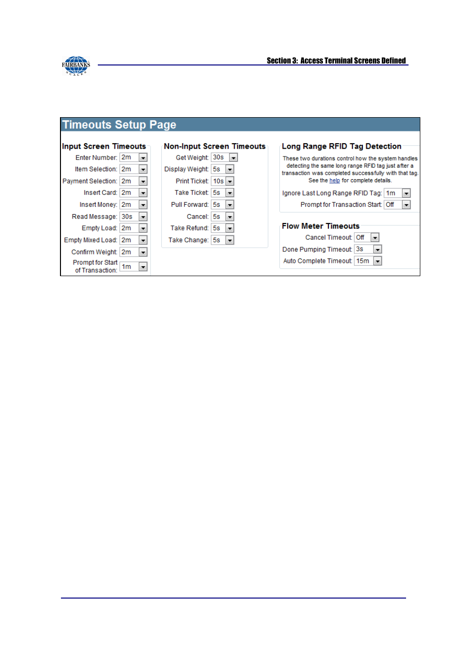 Timeout and delay setup | Fairbanks AN Series Fairbanks Access Solutions User Manual | Page 45 / 120