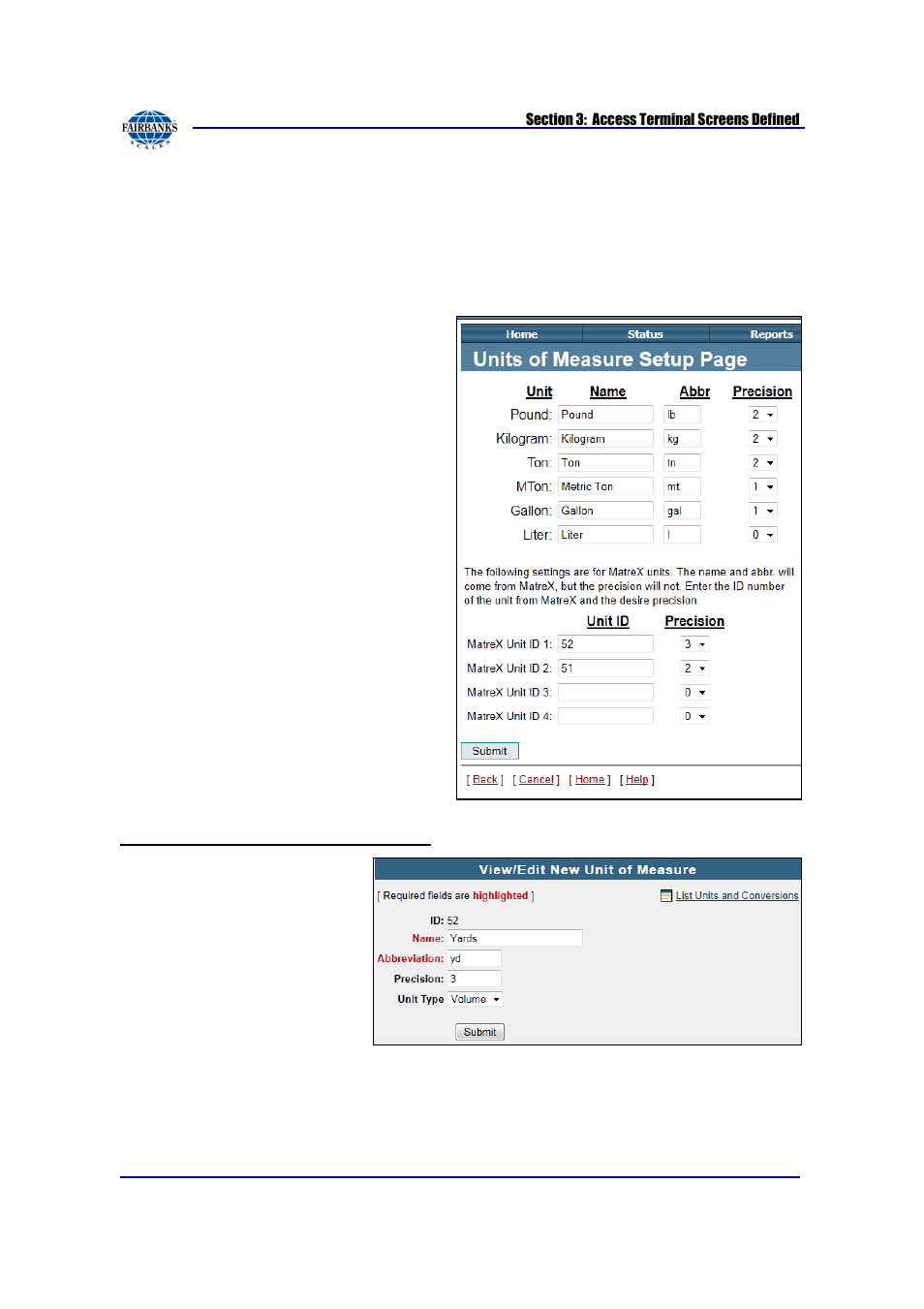 Units of measure | Fairbanks AN Series Fairbanks Access Solutions User Manual | Page 60 / 120