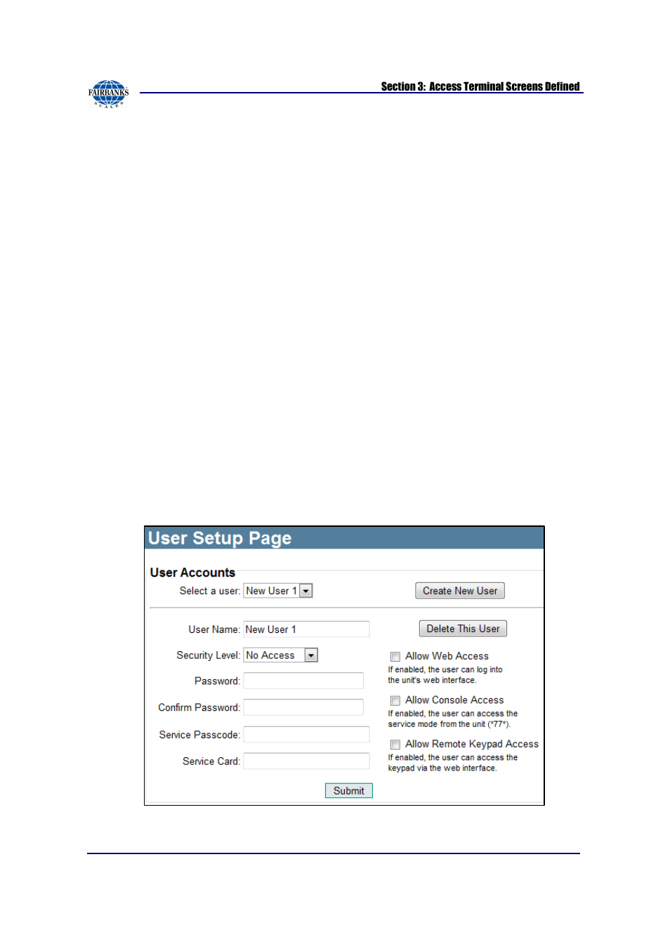 User setup, continued | Fairbanks AN Series Fairbanks Access Solutions User Manual | Page 63 / 120
