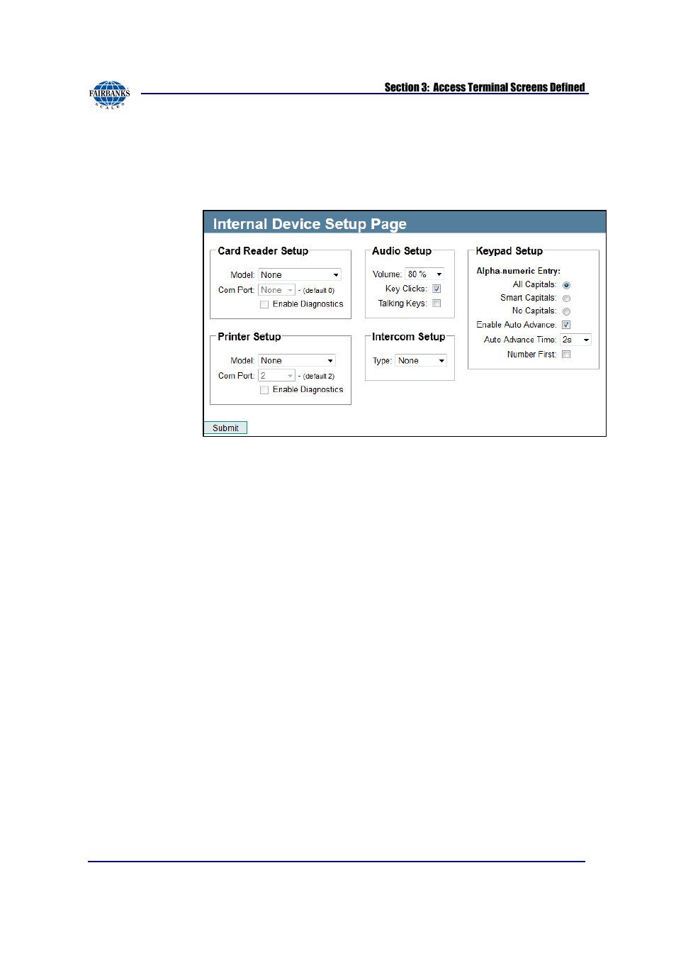 Internal devices | Fairbanks AN Series Fairbanks Access Solutions User Manual | Page 74 / 120