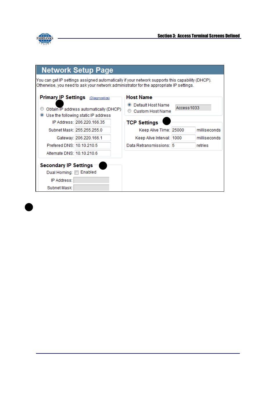 Network setup | Fairbanks AN Series Fairbanks Access Solutions User Manual | Page 88 / 120