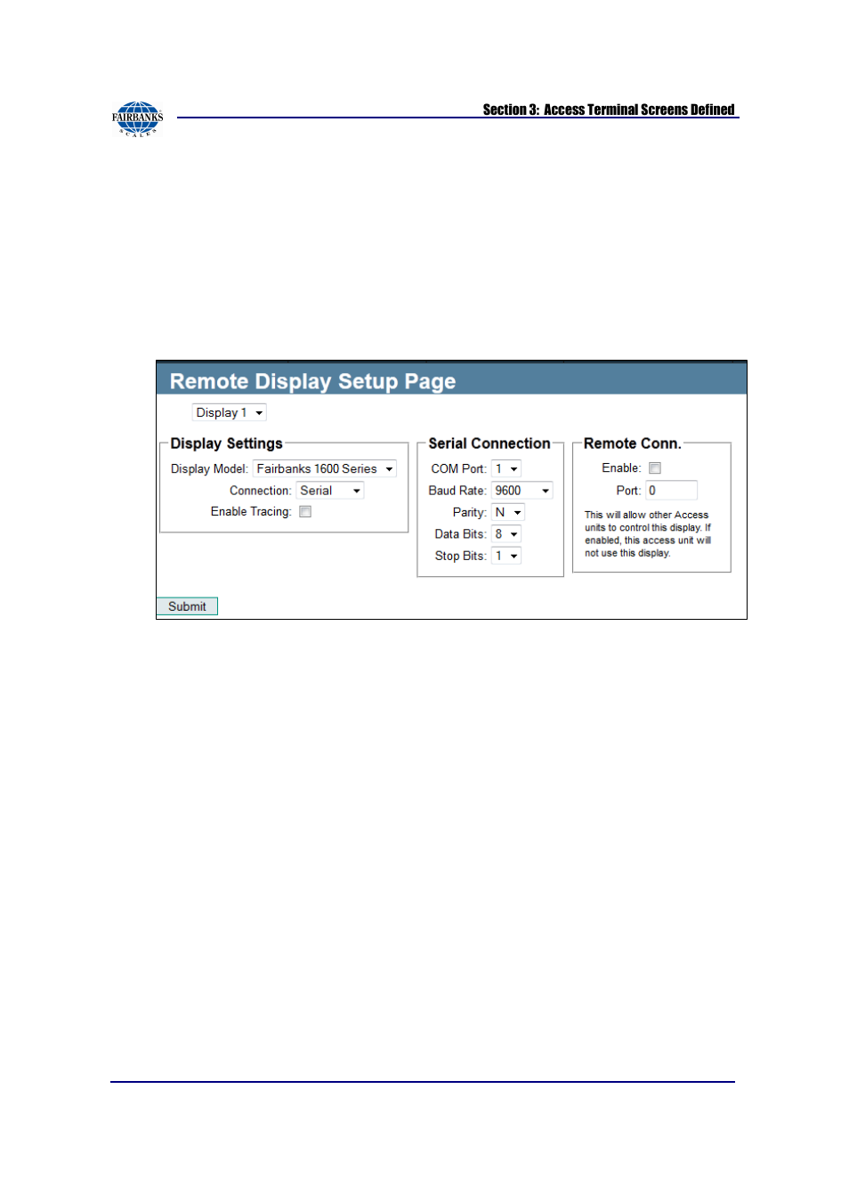 Remote display setup, continued | Fairbanks AN Series Fairbanks Access Solutions User Manual | Page 91 / 120