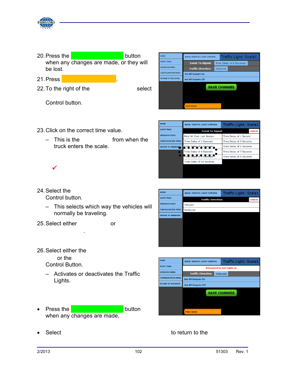 Programming the traffic light control, continued | Fairbanks FB2550 DAT SERIES DRIVER ACCESS TERMINAL User Manual | Page 102 / 159