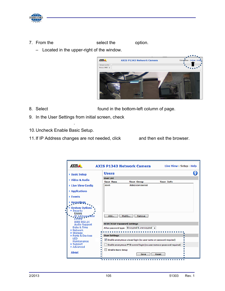 Camera setup, continued | Fairbanks FB2550 DAT SERIES DRIVER ACCESS TERMINAL User Manual | Page 105 / 159