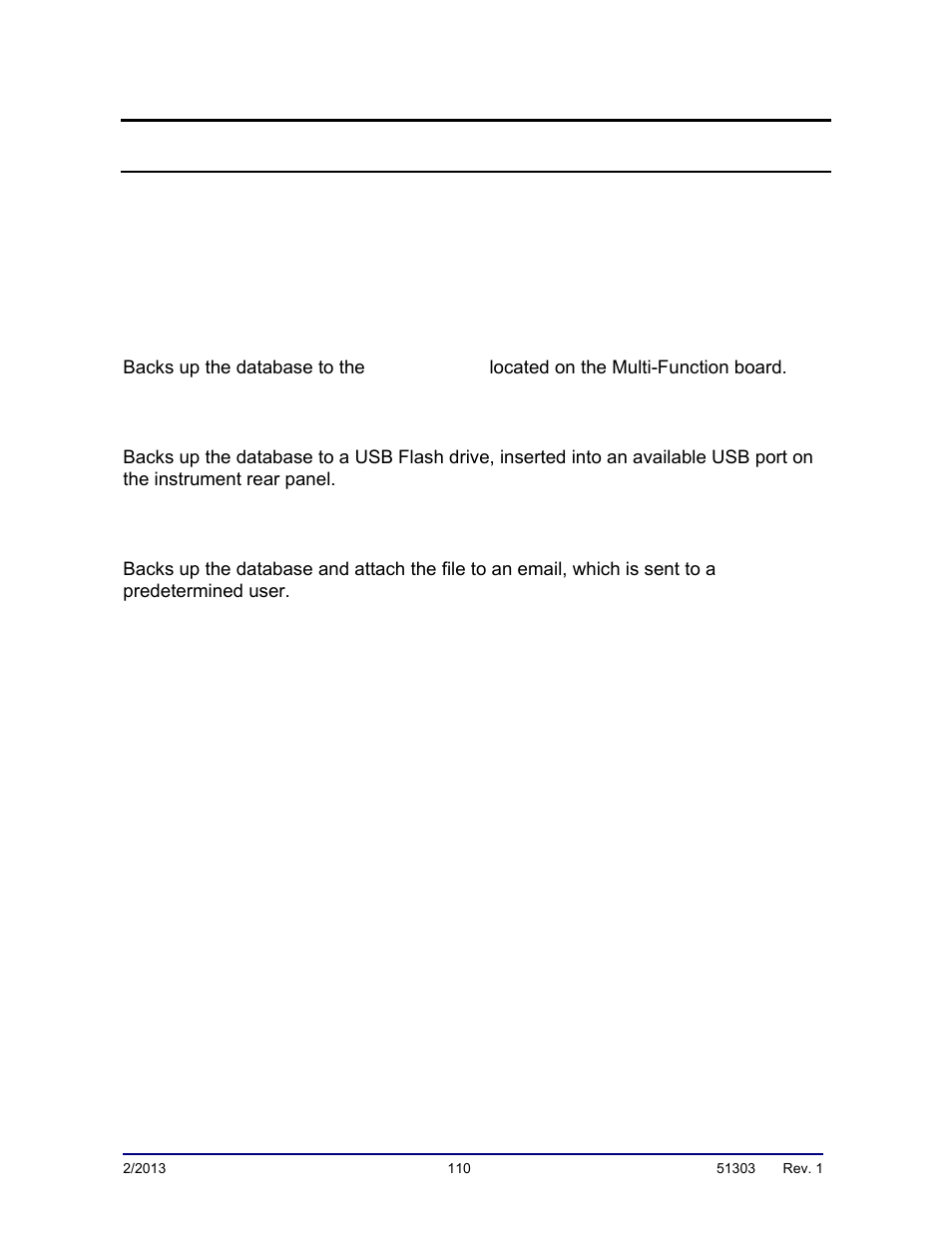 Database maintenance, Database backup | Fairbanks FB2550 DAT SERIES DRIVER ACCESS TERMINAL User Manual | Page 110 / 159