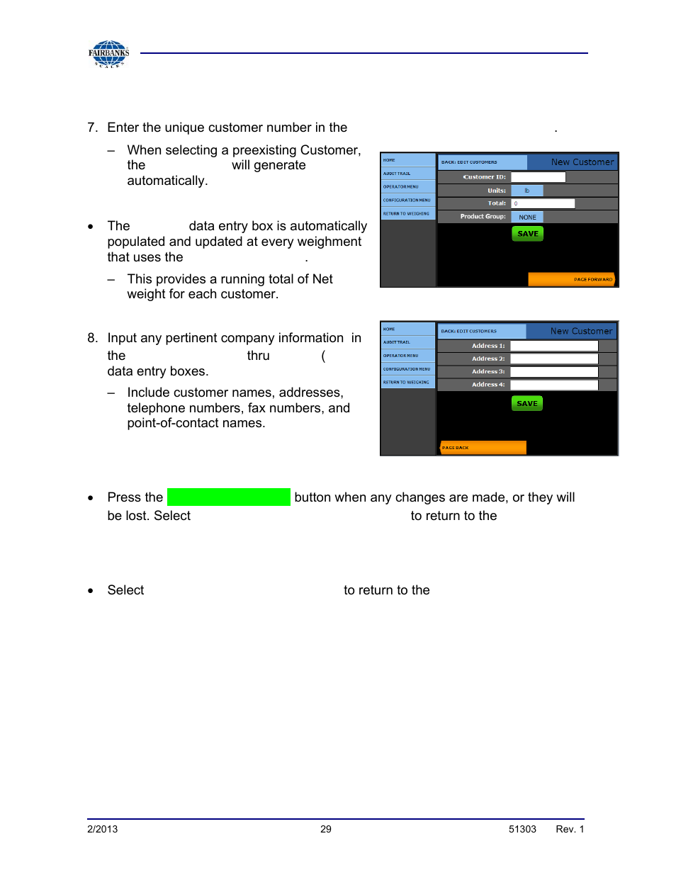 Adding or editing customers, continued | Fairbanks FB2550 DAT SERIES DRIVER ACCESS TERMINAL User Manual | Page 29 / 159