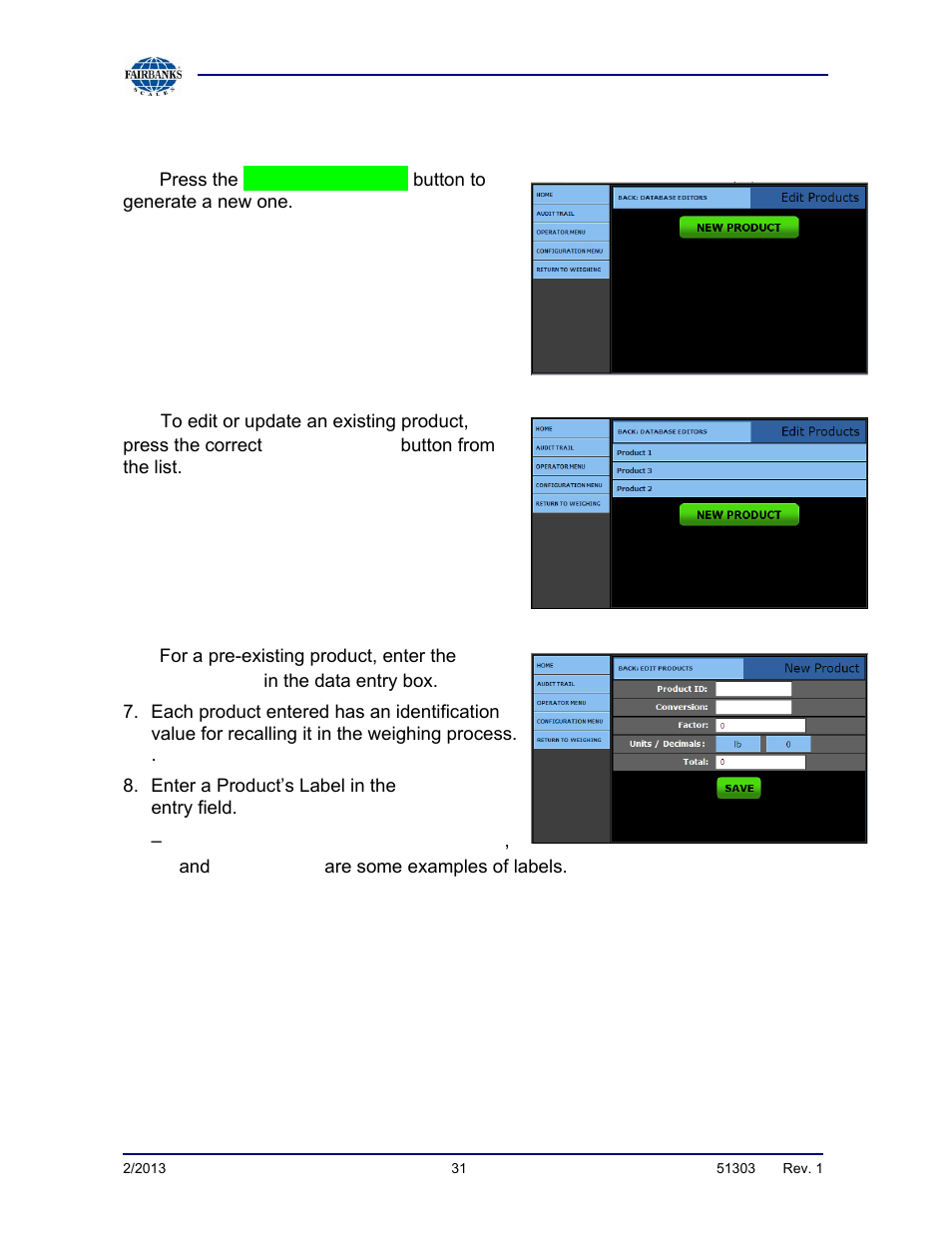 Adding or editing products, continued | Fairbanks FB2550 DAT SERIES DRIVER ACCESS TERMINAL User Manual | Page 31 / 159