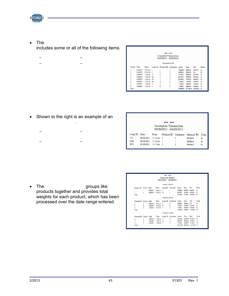 Transaction reports, continued | Fairbanks FB2550 DAT SERIES DRIVER ACCESS TERMINAL User Manual | Page 43 / 159