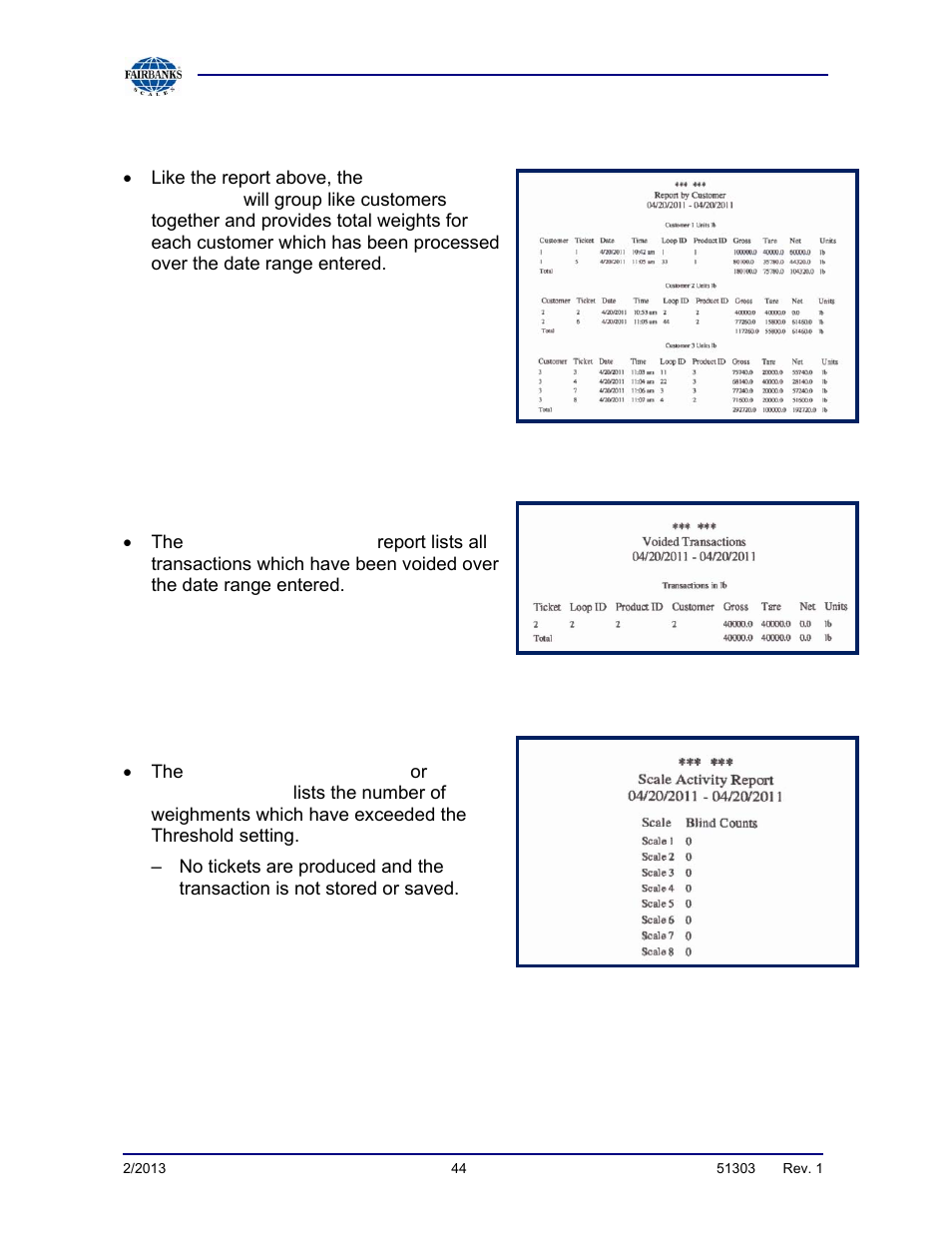 Transaction reports, continued | Fairbanks FB2550 DAT SERIES DRIVER ACCESS TERMINAL User Manual | Page 44 / 159