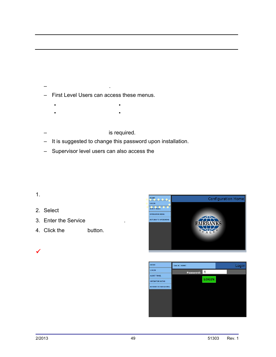 1 levels of security, Logging in – supervisor access | Fairbanks FB2550 DAT SERIES DRIVER ACCESS TERMINAL User Manual | Page 49 / 159