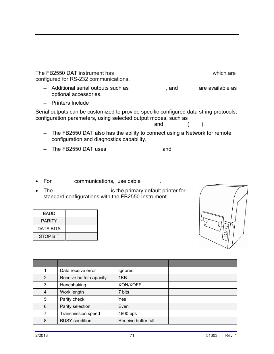 Installing a printer, Tm-u230 tape printer settings, Dip switch 1 settings (serial interface) | Fairbanks FB2550 DAT SERIES DRIVER ACCESS TERMINAL User Manual | Page 71 / 159